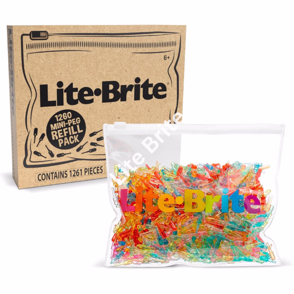 Lite Brite Art HD Mini Peg Refill Set – 1,260 Colorful Pegs for Light Art Boards