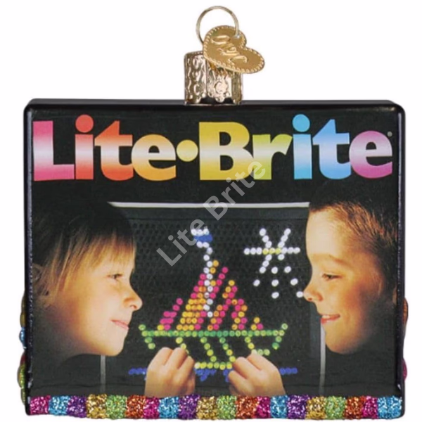 Lite Brite Box Glass Blown Ornament – Handcrafted Christmas Tree Holiday Decoration