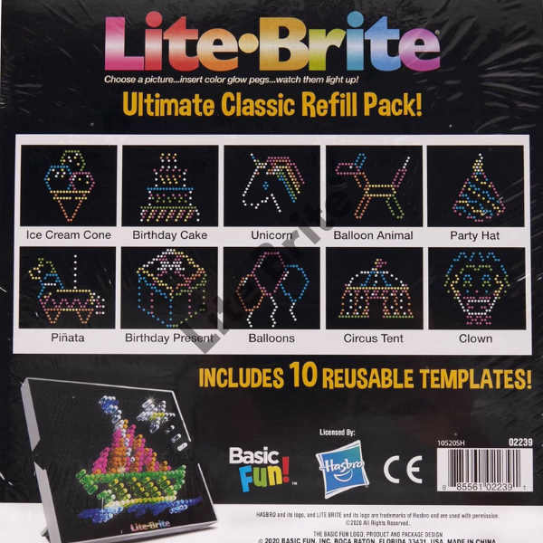 Lite Brite Classic Celebration Theme Reusable Template Refill Pack