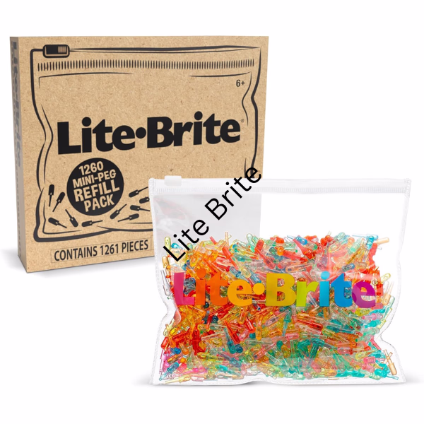 Lite Brite High Definition Grid Mini Peg Refill Set – 1,260 Pegs for Oval and Wall Art Boards