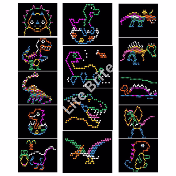 Lite Brite Paper Dinosaur Patterns – 14 Template Refill Sheets for Ultimate Classic
