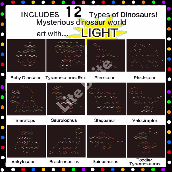 Lite Brite Sheets Dinosaur Refill Templates (12 Pack)